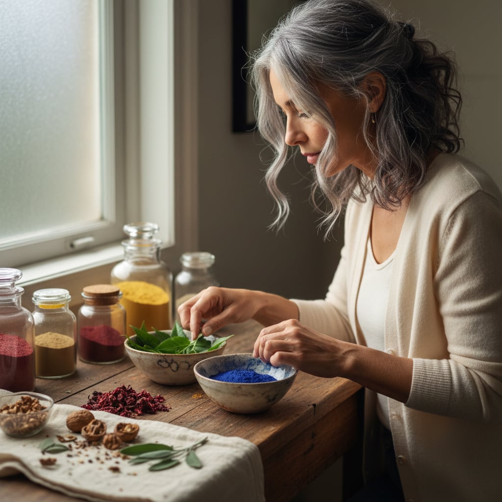 Tinte naturali per capelli grigi: guida completa agli ingredienti più efficaci